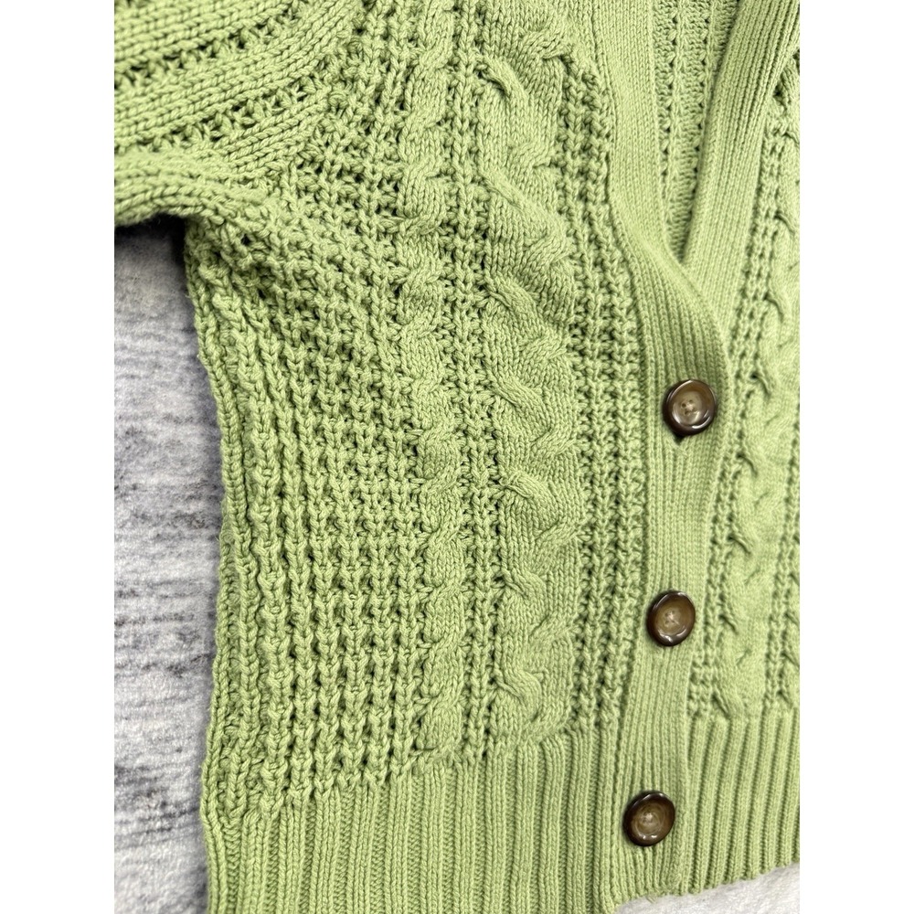 Aeropostale Green Knit Hooded Button Front Sweater Sz M Cropped Y2K Preppy - Picture 5 of 7